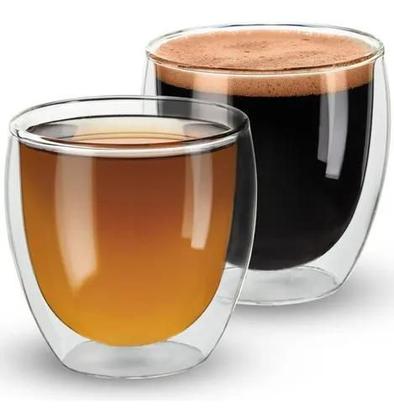 Imagem de Kit 6 Copos de Vidro Dupla Parede 80ml  Café e Chá Sempre na Temperatura Ideal