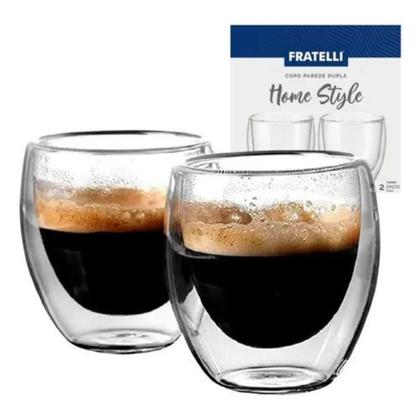 Imagem de Kit 6 Copos de Vidro Dupla Parede 80ml  Café e Chá Sempre na Temperatura Ideal