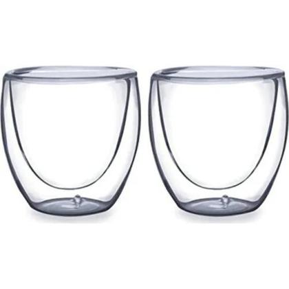 Imagem de Kit 6 Copos de Vidro Dupla Parede 80ml  Café e Chá Sempre na Temperatura Ideal