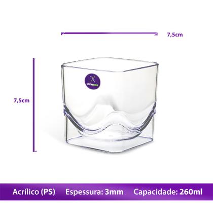 Imagem de Kit 6 Copos De Whisky Acrílico Cristal Acrílico Drink Bebidas 300ml 