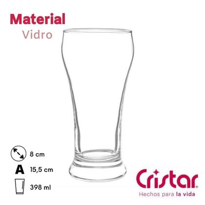 Imagem de Kit 6 Copos Lager Cerveja Chopp Pilsner Kassel 398ml Em Vidro Para Chopeira e Torre de Chopp 