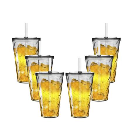Imagem de Kit 6 Copos Twister Com Tampa E Canudo Acrílico 700ml