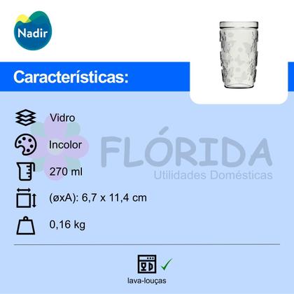 Imagem de Kit 6 Copos Vidro Nadir SM Aurora 270 ml