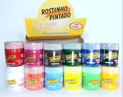 Imagem de kit 6 cores Tinta liquida p/ Pintura Facial Rostinho Pintado