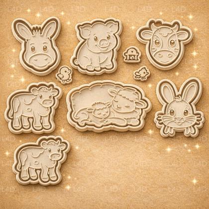 Imagem de Kit 6 Cortador Biscoito Fazendinha Animais Molde Cookie Fazenda