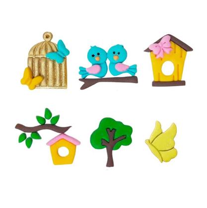 Imagem de Kit 6 Cortador Modular Jardim Encantado 5CM Pássaros Borboleta Árvore Casinhas Gaiola