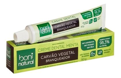 Imagem de Kit 6 Cremes Dentais Branqueador Menta e Carvão Vegetal 90g Boni Natural