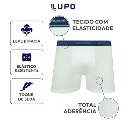 Imagem de Kit 6 Cuecas Boxer Algodão Lupo 523 Sortido