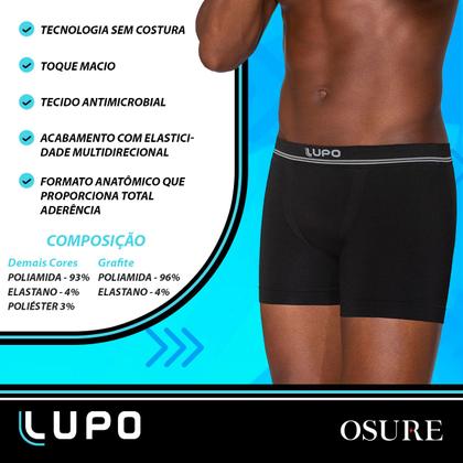 Imagem de Kit 6 Cuecas Boxer Lupo Masculina Poliamida Sem Costura Atacado Box Original