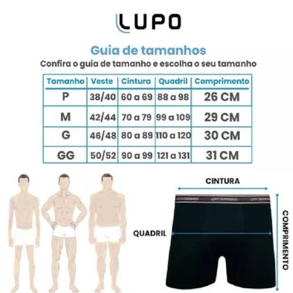 Imagem de Kit 6 Cuecas Boxer Lupo Preta Confortável Algodão