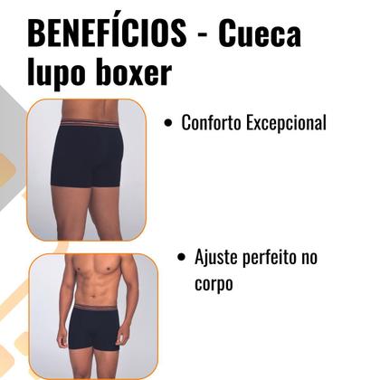 Imagem de Kit 6 Cuecas Boxer Lupo Preta Confortável Algodão