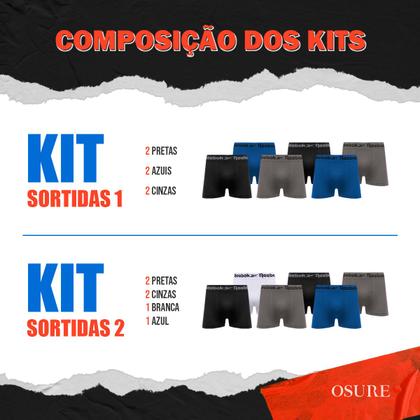 Imagem de Kit 6 Cuecas Boxer Reebok Cueca Poliéster Masculina Box Sem Costura Original
