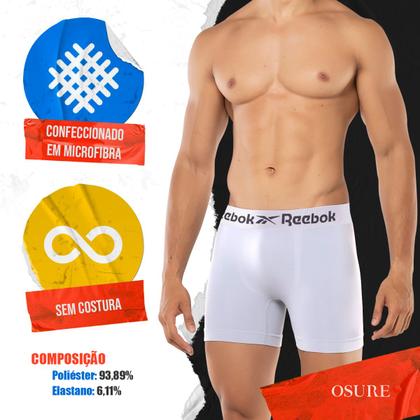 Imagem de Kit 6 Cuecas Boxer Reebok Cueca Poliéster Masculina Box Sem Costura Original