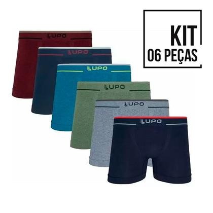 Imagem de Kit 6 Cuecas Lupo Boxer Fio Texturizado Microfibra