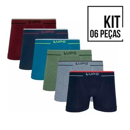 Imagem de Kit 6 Cuecas Lupo Boxer Fio Texturizado Microfibra
