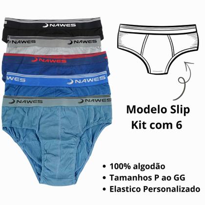 Imagem de Kit 6 Cuecas Slip Masculinas - Algodão Puro e Conforto Garantido