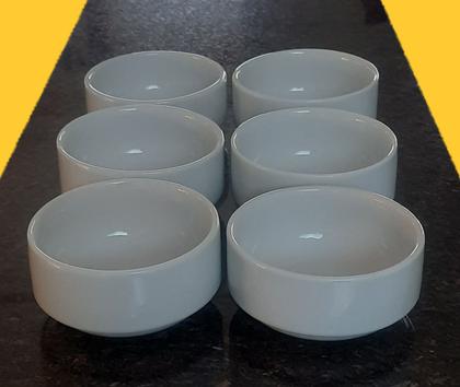 Imagem de Kit 6 Cumbucas Porcelana Branca 300ml Empilháveis Resistente Forno Microondas