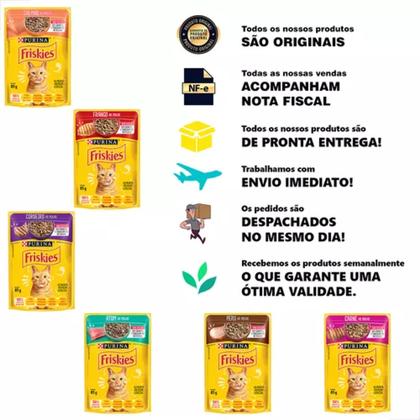 Imagem de Kit 6 Cxs Purina Friskies Ao Molho Gatos Sabores Mix 15x85g