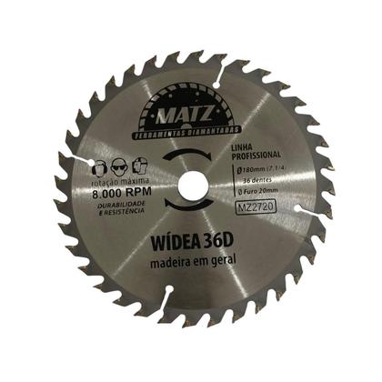 Imagem de Kit 6 Disco Serra Wídea Madeira 36 Dentes 180Mm X 20Mm Matz