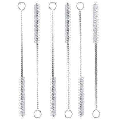 Imagem de Kit 6 Escova de limpeza de canudo Cerdas Nylon Haste Inox Flexível 21cm