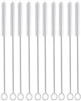 Imagem de Kit 6 Escova de limpeza de canudo Cerdas Nylon Haste Inox Flexível 21cm