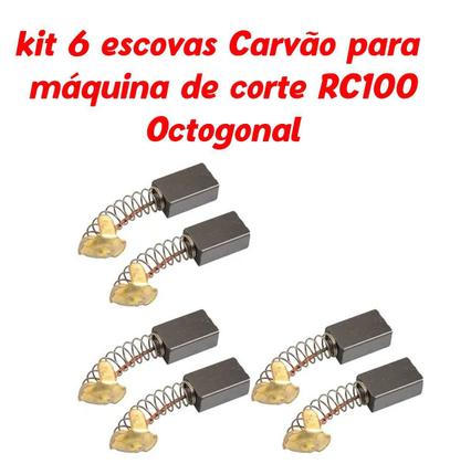 Imagem de Kit :6 Escovas Carvão Maquina Cortar Tecido Rc100 Disco