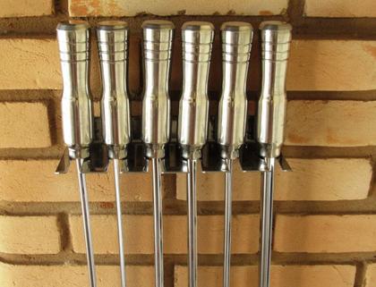 Imagem de kit 6 Espetos de churrasco Em Inox Simples E Duplo 44cm com Porta Espeto