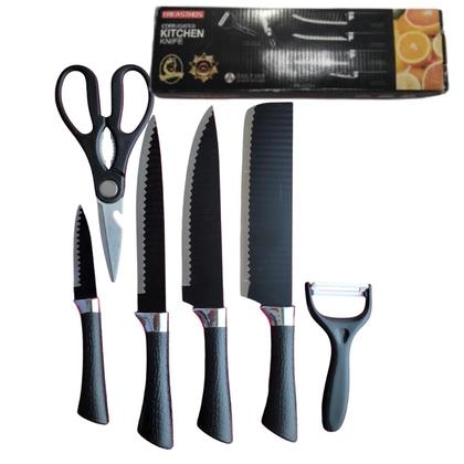 Imagem de Kit 6 Facas Churrasco Inox Cozinha envio Imediato