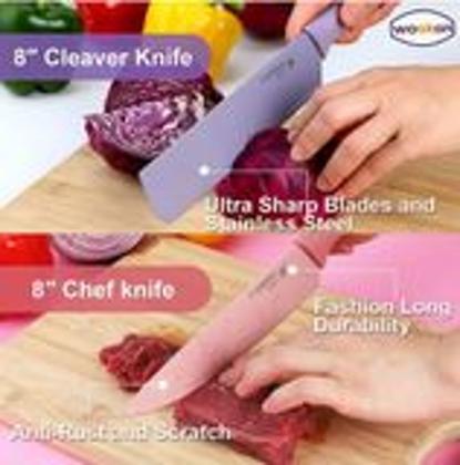 Imagem de Kit 6 Facas de Cozinha Coloridas, com Descascador e Tesoura