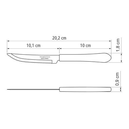 Imagem de Kit 6 Facas de Mesa Churrasco Tramontina Leme Inox Cabo Preto