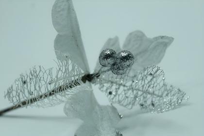 Imagem de Kit 6 Flor Artificial Decoração Brilho Glitter Prata 15cm