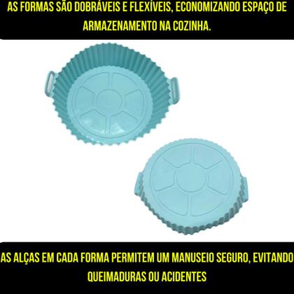 Imagem de Kit 6 Forma Airfryer Microondas Silicone Antiaderente Reutilizável Tamanhos Variados PRATICO