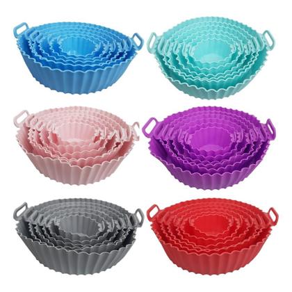 Imagem de Kit 6 Forma Silicone Air Fryer Tamanhos Variados - Microondas Fritadeira Assadeira