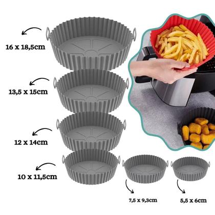 Imagem de Kit 6 Formas  Antiaderente  Reutilizáveis de Silicone Para Cozimento AirFryer - CLINK