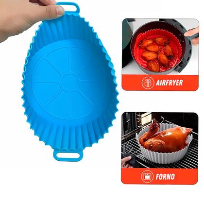 Imagem de Kit 6 Formas De Silicone Air Fryer Reutilizável Antiaderente Assadeira Redonda Yepp