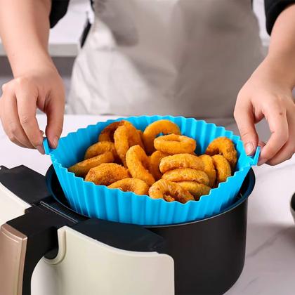 Imagem de Kit 6 Formas De Silicone Air Fryer Reutilizável Antiaderente Assadeira Redonda Yepp
