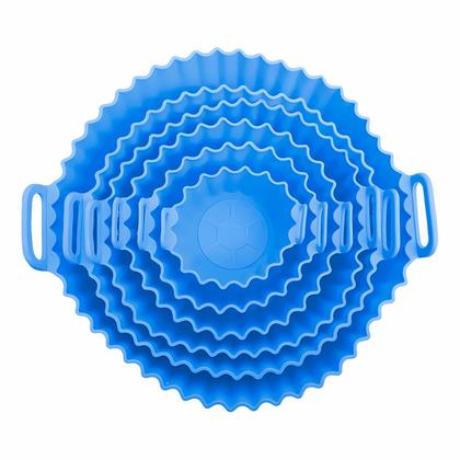 Imagem de Kit 6 Formas De Silicone Air Fryer Reutilizável Antiaderente Assadeira Redonda Yepp
