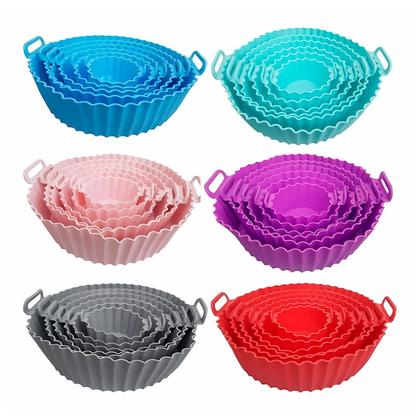 Imagem de Kit 6 Formas De Silicone Air Fryer Reutilizável Antiaderente Assadeira Redonda Yepp