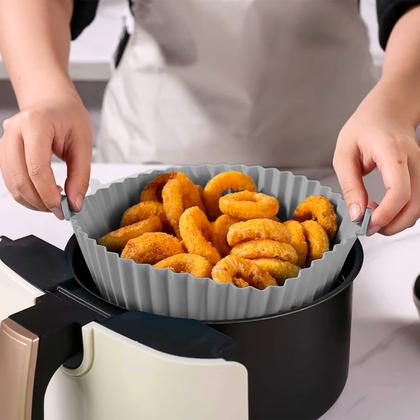 Imagem de Kit 6 Formas De Silicone Air Fryer Reutilizável Antiaderente Assadeira Redonda Yepp