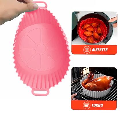 Imagem de Kit 6 Formas De Silicone Air Fryer Reutilizável Antiaderente Assadeira Redonda Yepp