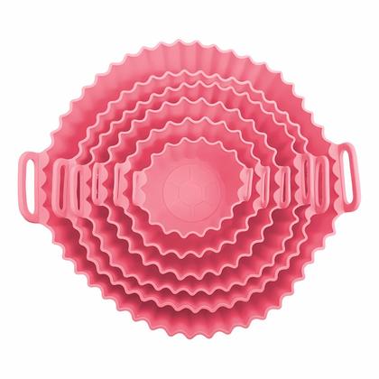 Imagem de Kit 6 Formas De Silicone Air Fryer Reutilizável Antiaderente Assadeira Redonda Yepp