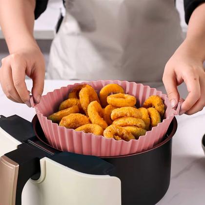 Imagem de Kit 6 Formas De Silicone Air Fryer Reutilizável Antiaderente Assadeira Redonda Yepp