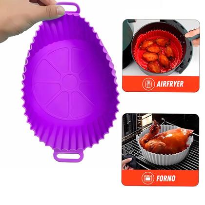Imagem de Kit 6 Formas De Silicone Air Fryer Reutilizável Antiaderente Assadeira Redonda Yepp