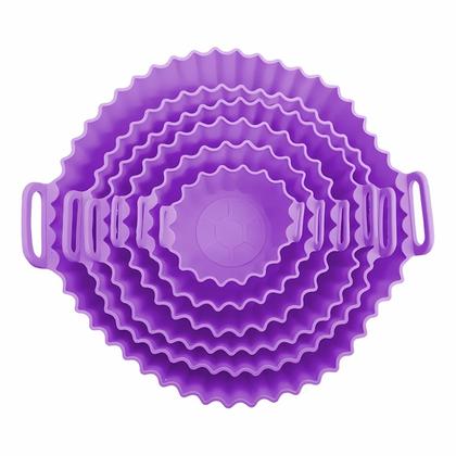 Imagem de Kit 6 Formas De Silicone Air Fryer Reutilizável Antiaderente Assadeira Redonda Yepp