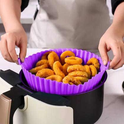 Imagem de Kit 6 Formas De Silicone Air Fryer Reutilizável Antiaderente Assadeira Redonda Yepp