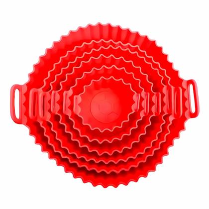Imagem de Kit 6 Formas De Silicone Air Fryer Reutilizável Antiaderente Assadeira Redonda Yepp