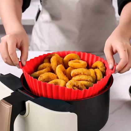 Imagem de Kit 6 Formas De Silicone Air Fryer Reutilizável Antiaderente Assadeira Redonda Yepp