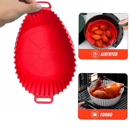 Imagem de Kit 6 Formas De Silicone Air Fryer Reutilizável Antiaderente Assadeira Redonda Yepp