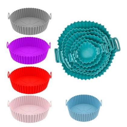 Imagem de Kit 6 Formas De Silicone Redonda Para Airfryer Fritadeira Elétrica Forro Forminha AntiAderente Prático Lavável Nao Gruda