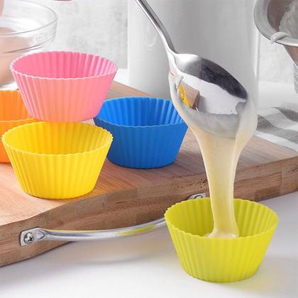 Imagem de Kit 6 formas moldes silicone para cupcake mini bolo muffin
